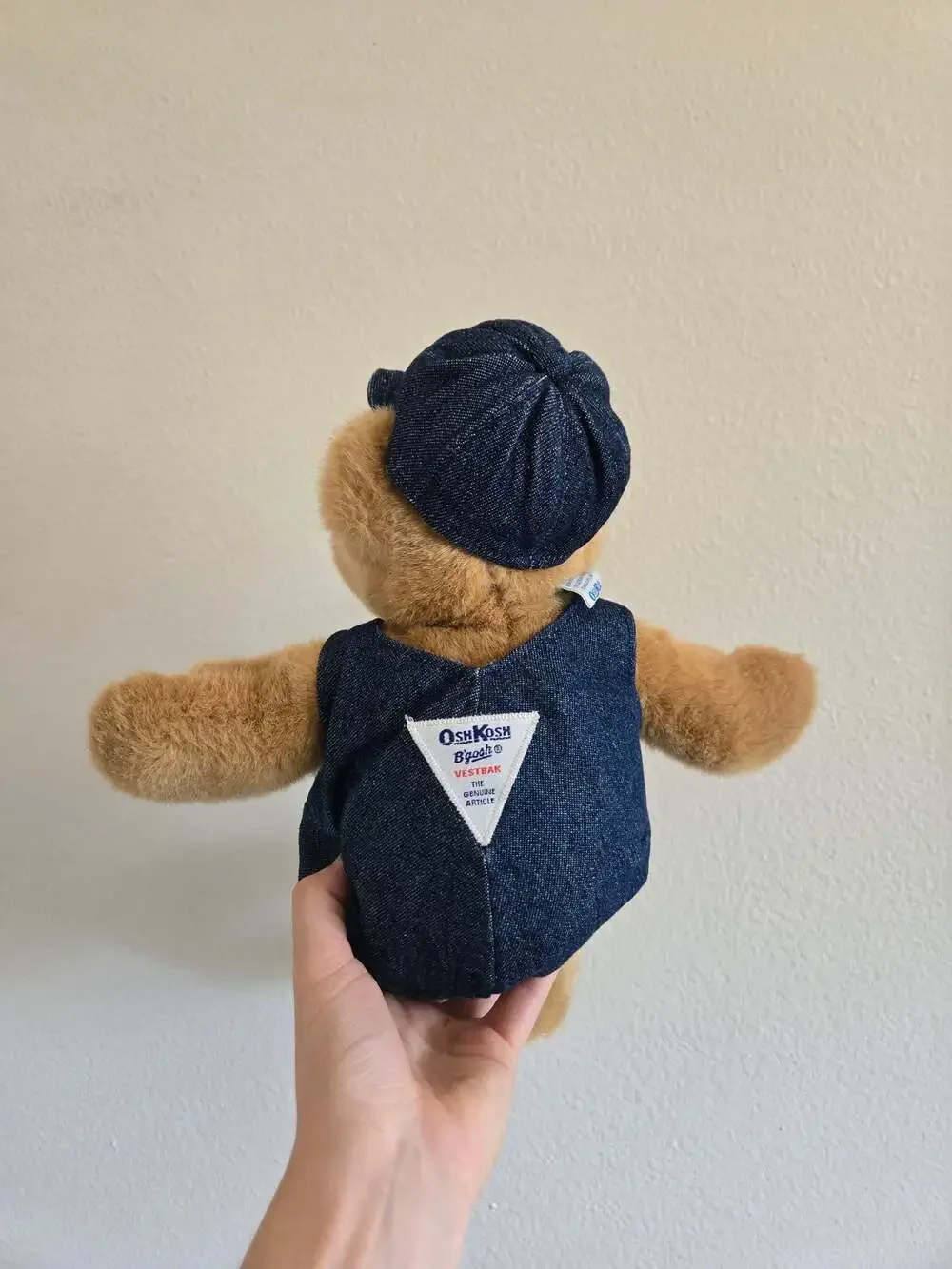 Vintage Eden OshKosh B'Gosh Teddy Bear with Overalls and Conductor Hat
